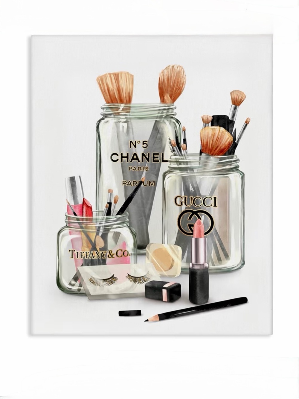 Stupell Industries Fashion Brand Makeup In Jars, Wrapped Canvas Art